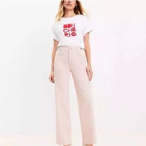 NWT LOFT Relaxed Straight Pants Snap Tab Waist Dune Pink Sz 10